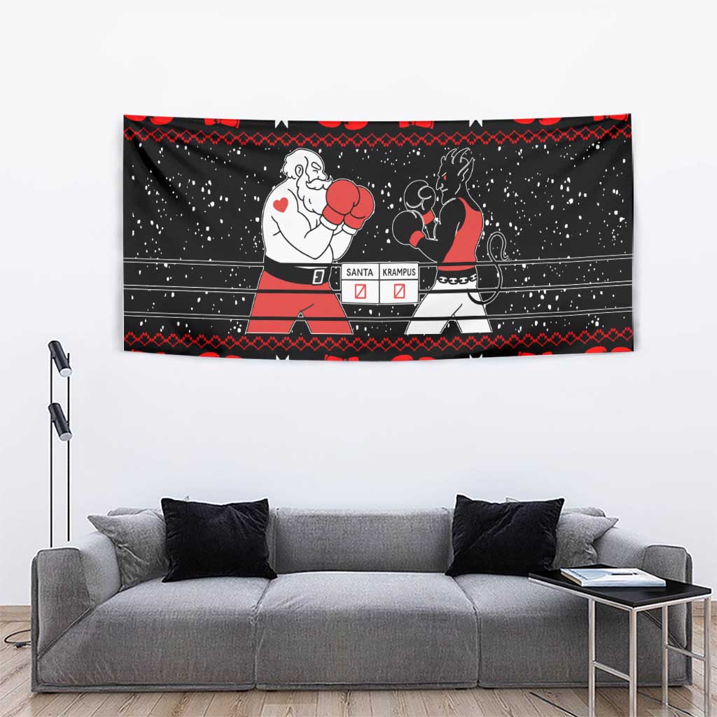 Christmas Boxing Santa And Krampus Tapestry Xmas Holiday Patterns - Wonder Print Shop