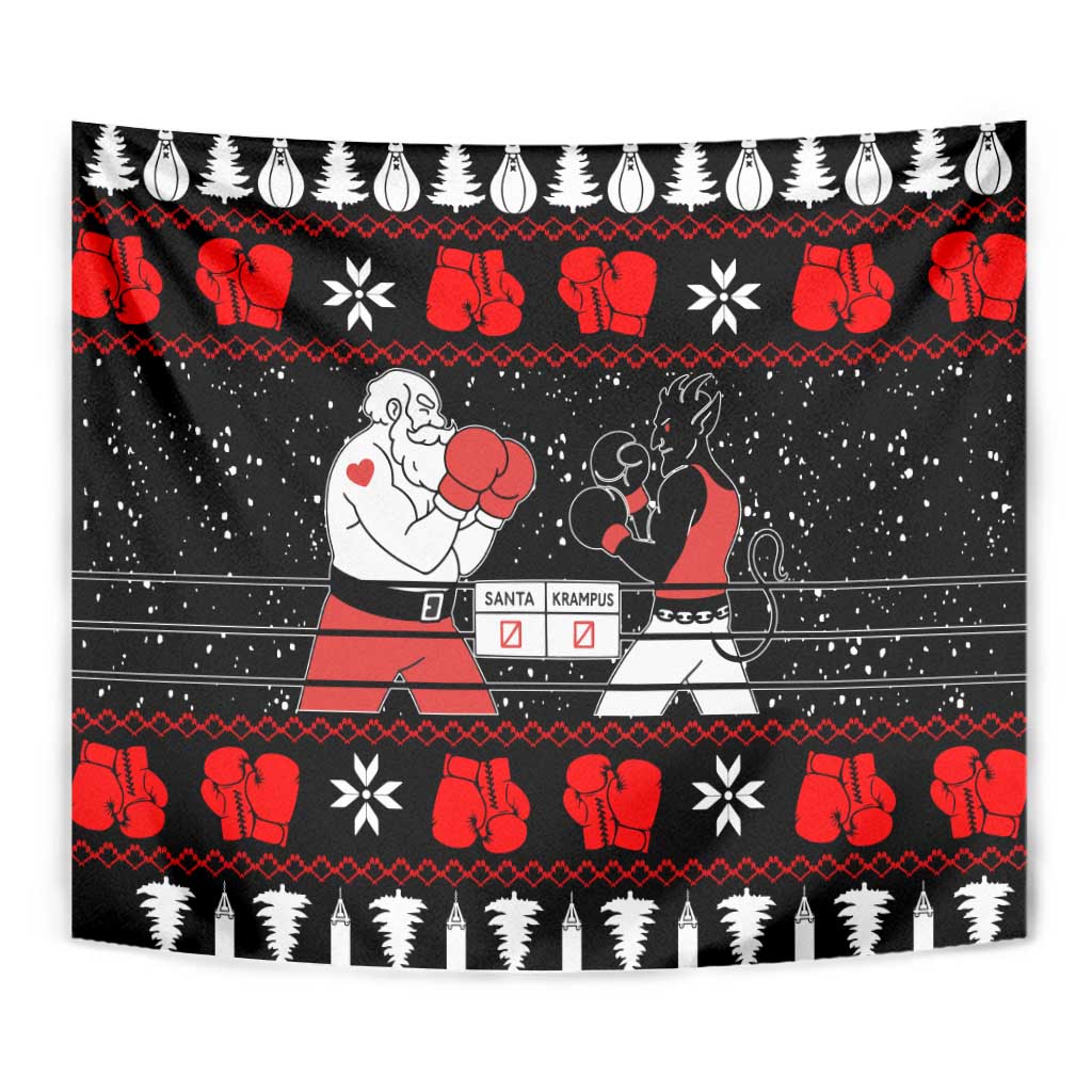 Christmas Boxing Santa And Krampus Tapestry Xmas Holiday Patterns - Wonder Print Shop