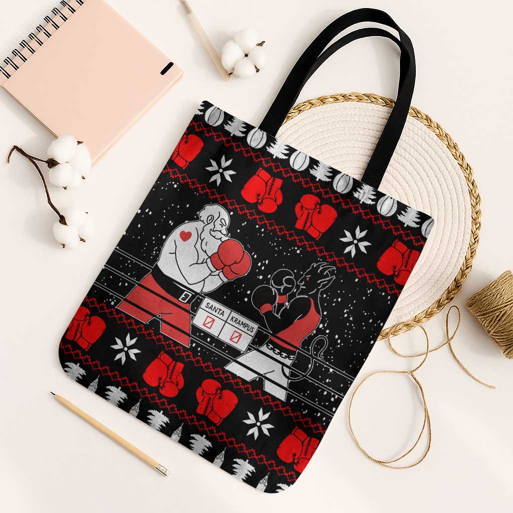 Christmas Boxing Santa And Krampus Tote Bag Xmas Holiday Patterns - Wonder Print Shop