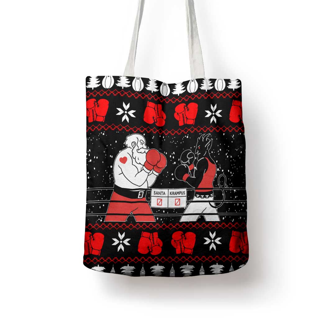Christmas Boxing Santa And Krampus Tote Bag Xmas Holiday Patterns - Wonder Print Shop
