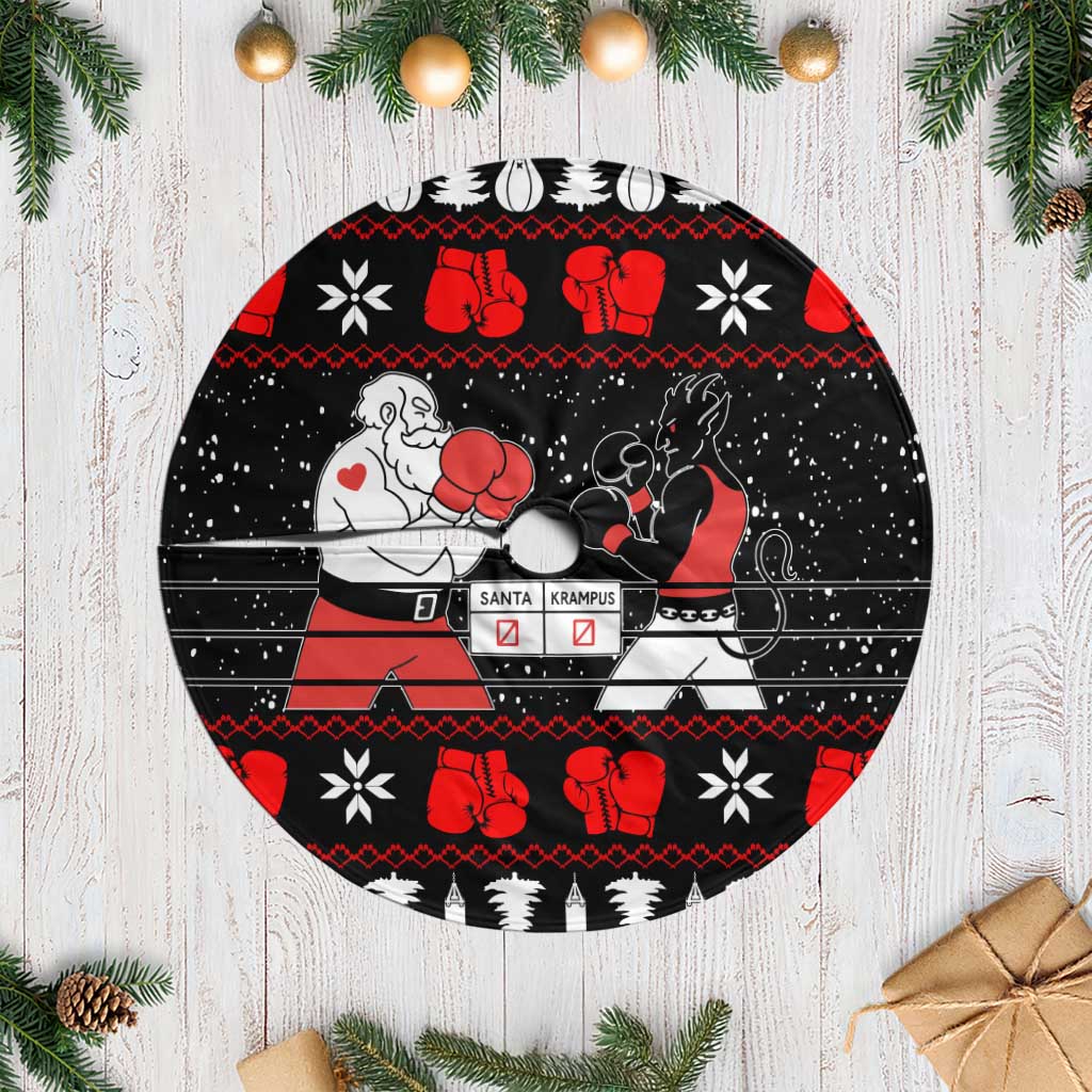 Christmas Boxing Santa And Krampus Tree Skirt Xmas Holiday Patterns - Wonder Print Shop