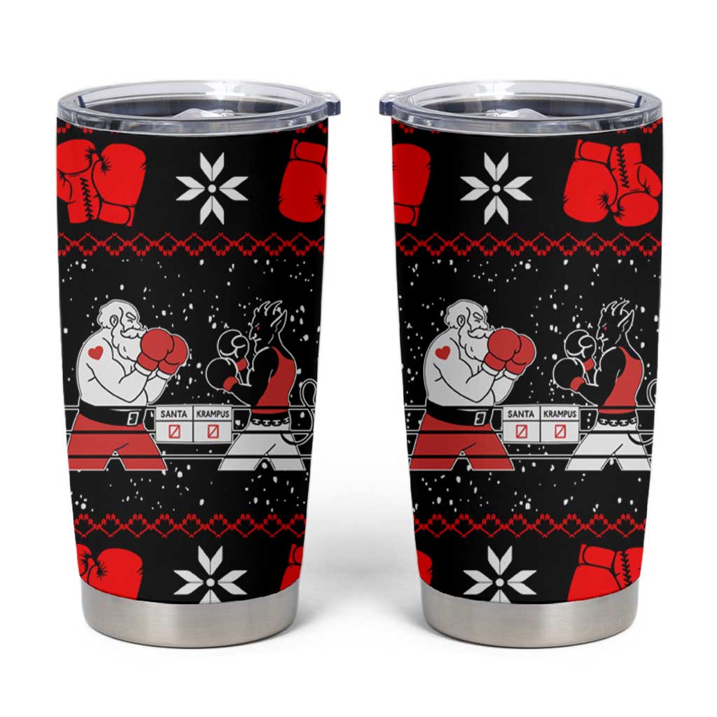 Christmas Boxing Santa And Krampus Tumbler Cup Xmas Holiday Patterns - Wonder Print Shop