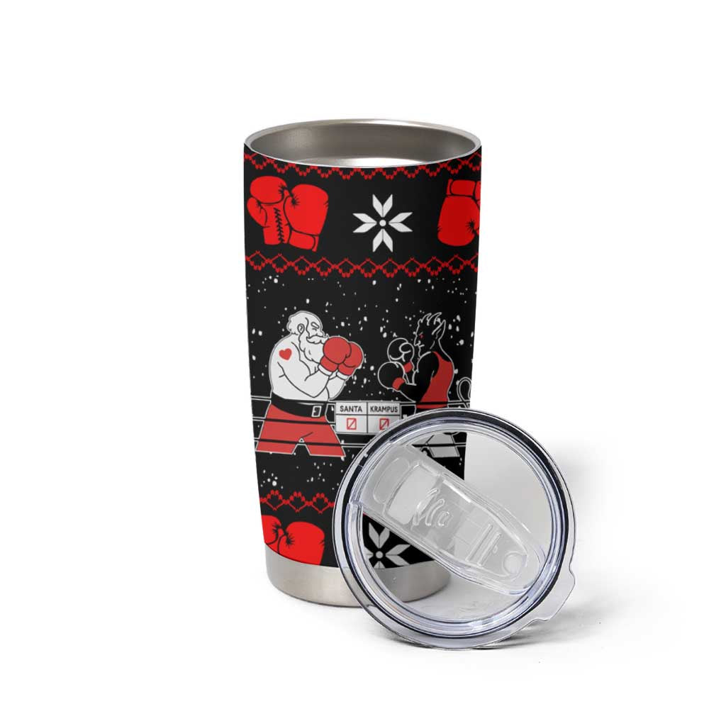 Christmas Boxing Santa And Krampus Tumbler Cup Xmas Holiday Patterns - Wonder Print Shop