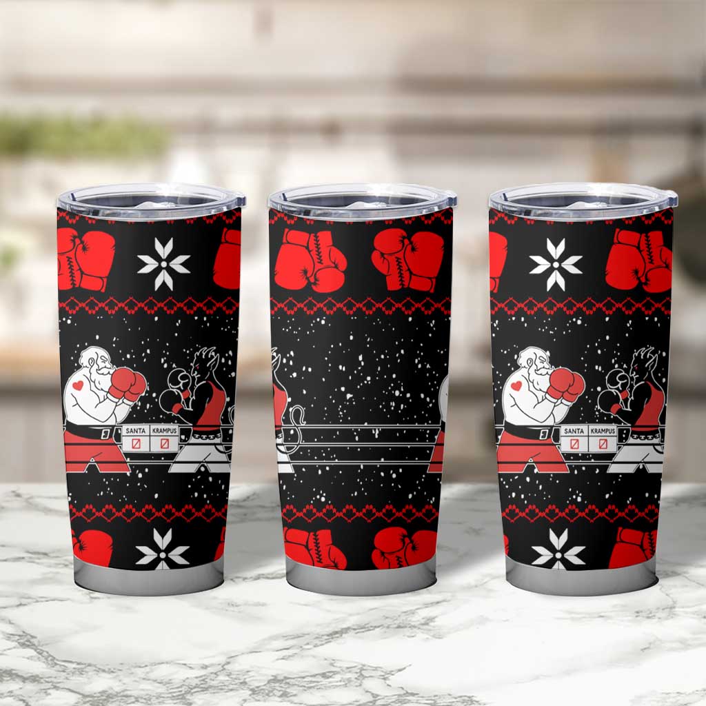 Christmas Boxing Santa And Krampus Tumbler Cup Xmas Holiday Patterns - Wonder Print Shop