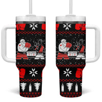 Christmas Boxing Santa And Krampus Tumbler With Handle Xmas Holiday Patterns - Wonder Print Shop