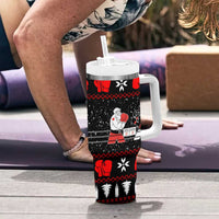 Christmas Boxing Santa And Krampus Tumbler With Handle Xmas Holiday Patterns - Wonder Print Shop