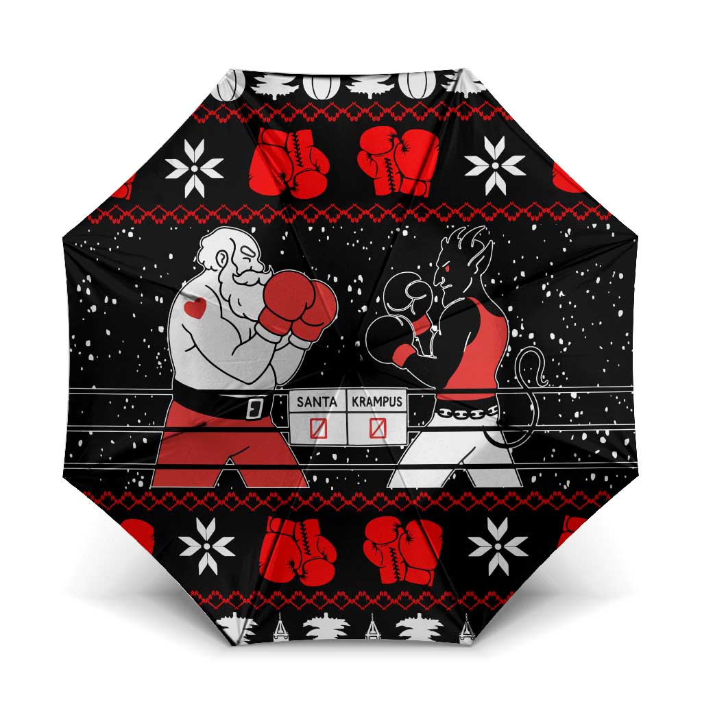 Christmas Boxing Santa And Krampus Umbrella Xmas Holiday Patterns - Wonder Print Shop