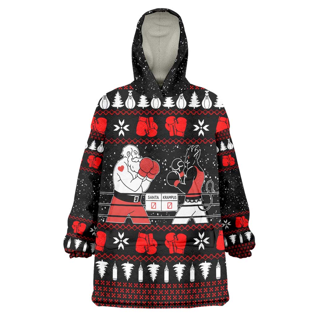 Christmas Boxing Santa And Krampus Wearable Blanket Hoodie Xmas Holiday Patterns - Wonder Print Shop