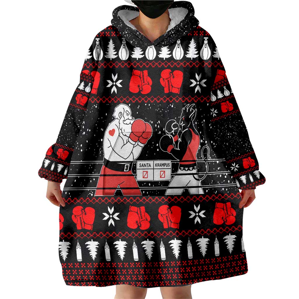 Christmas Boxing Santa And Krampus Wearable Blanket Hoodie Xmas Holiday Patterns - Wonder Print Shop