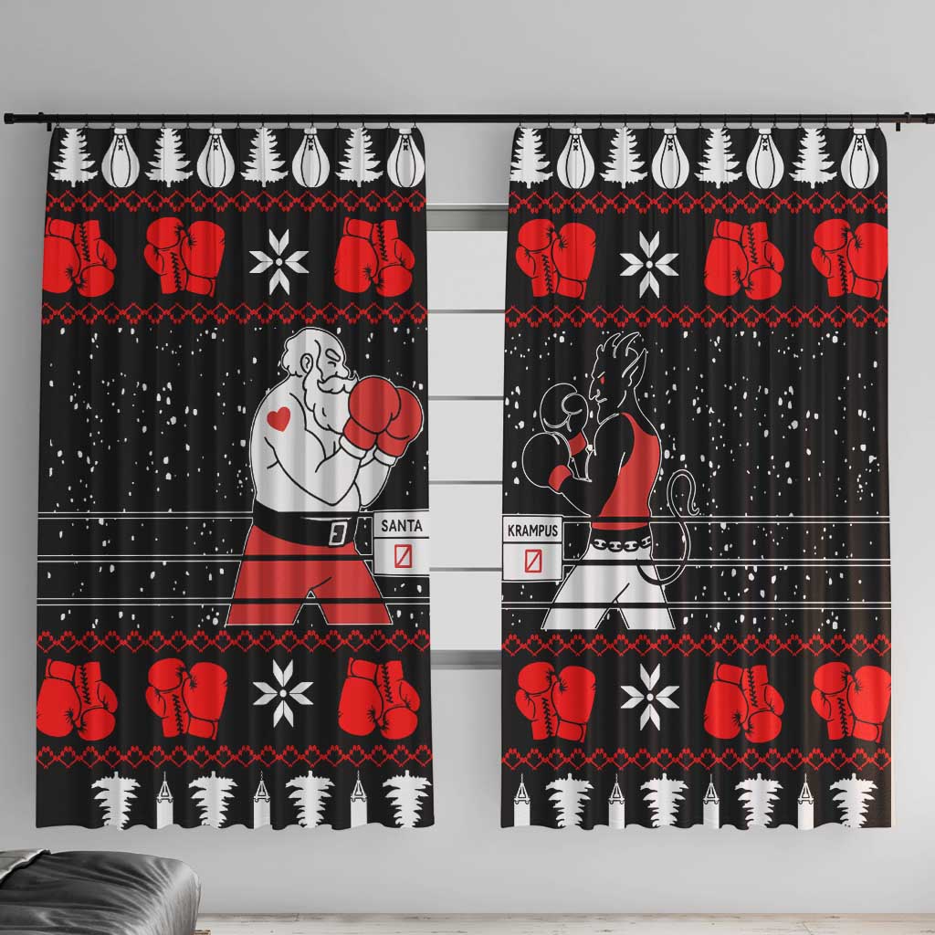 Christmas Boxing Santa And Krampus Window Curtain Xmas Holiday Patterns - Wonder Print Shop