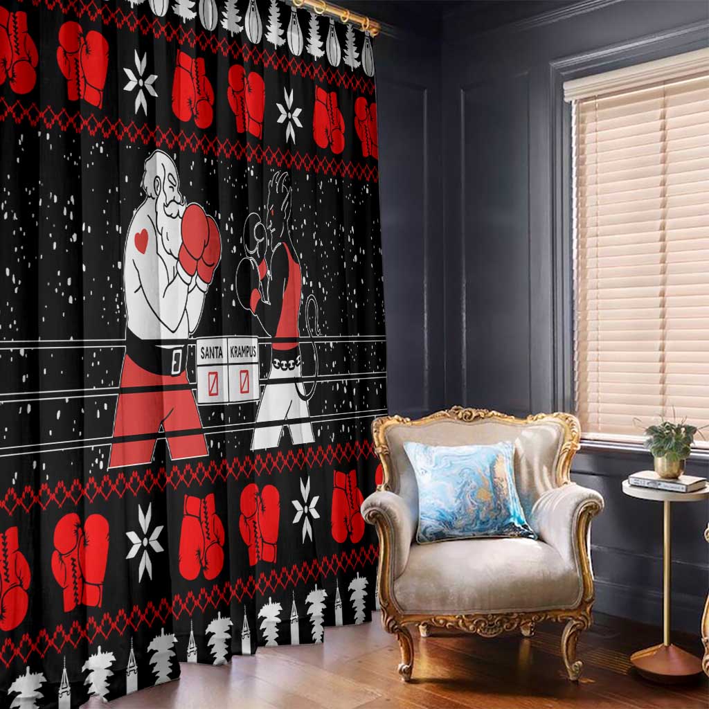 Christmas Boxing Santa And Krampus Window Curtain Xmas Holiday Patterns - Wonder Print Shop