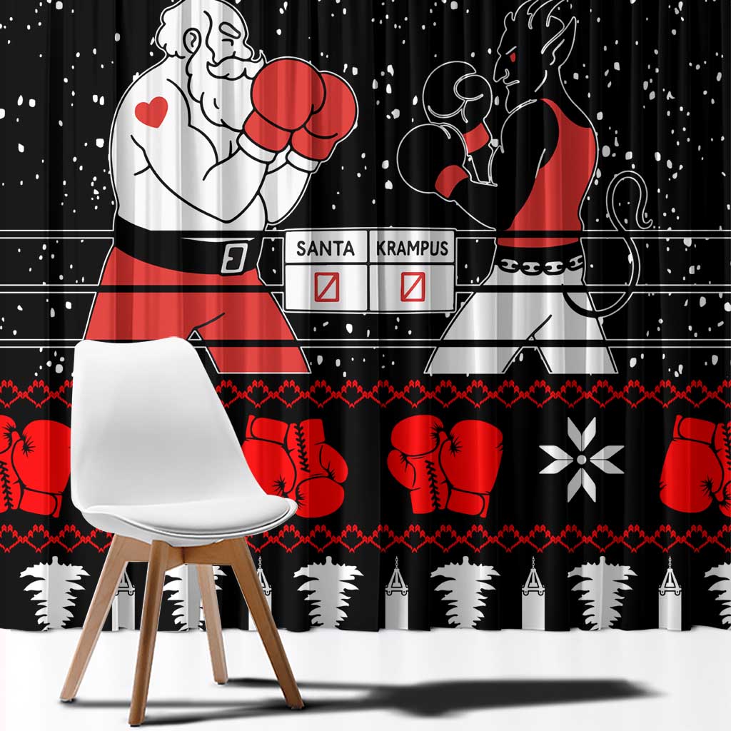 Christmas Boxing Santa And Krampus Window Curtain Xmas Holiday Patterns - Wonder Print Shop