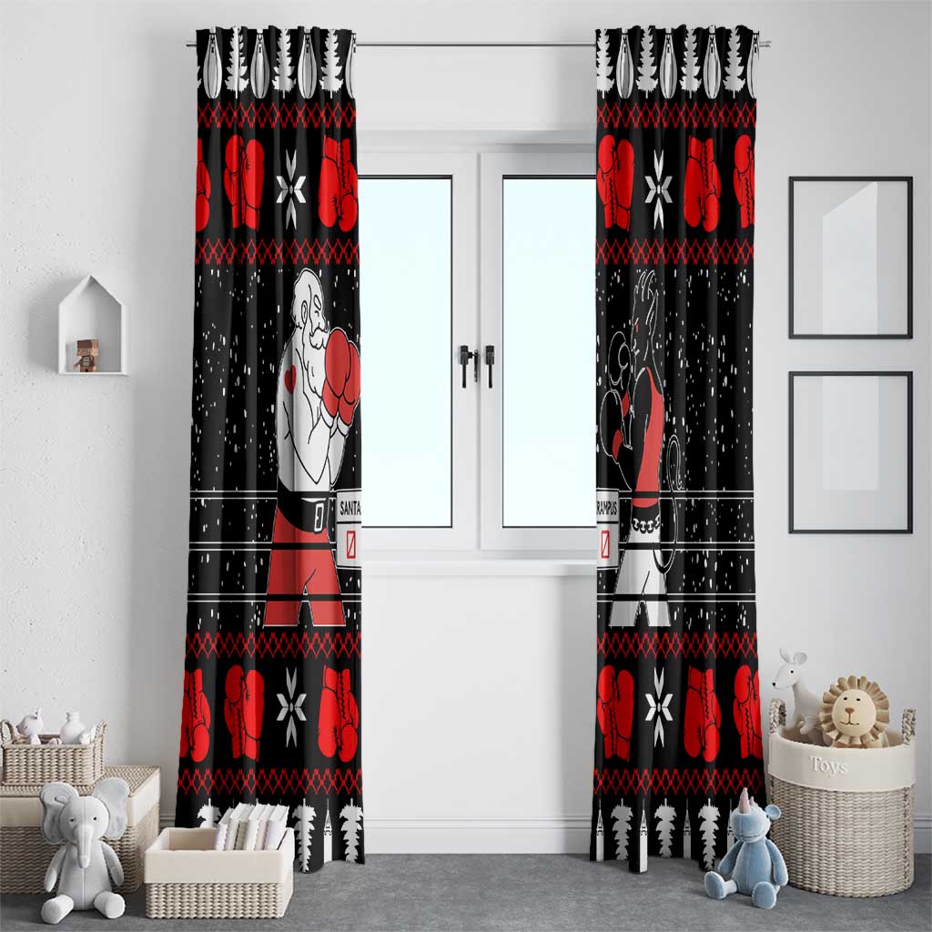 Christmas Boxing Santa And Krampus Window Curtain Xmas Holiday Patterns - Wonder Print Shop