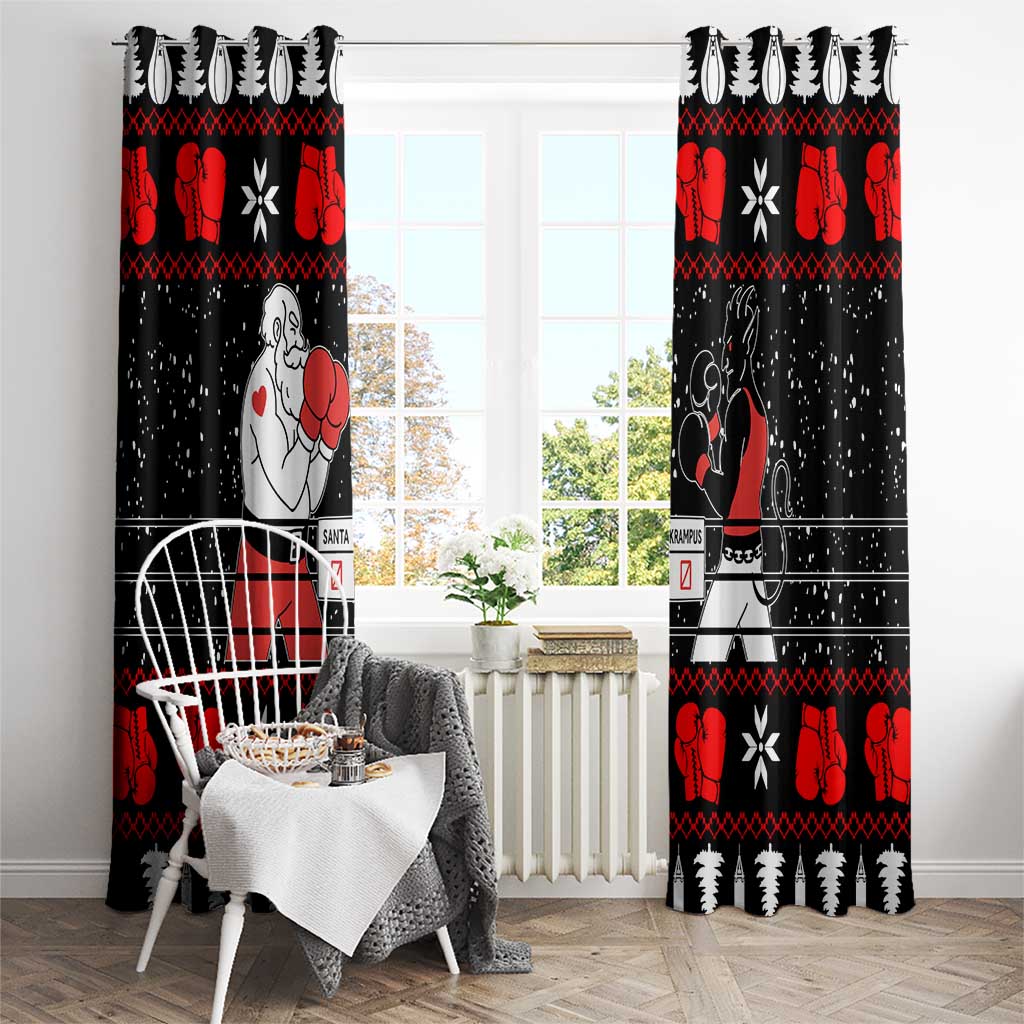 Christmas Boxing Santa And Krampus Window Curtain Xmas Holiday Patterns - Wonder Print Shop