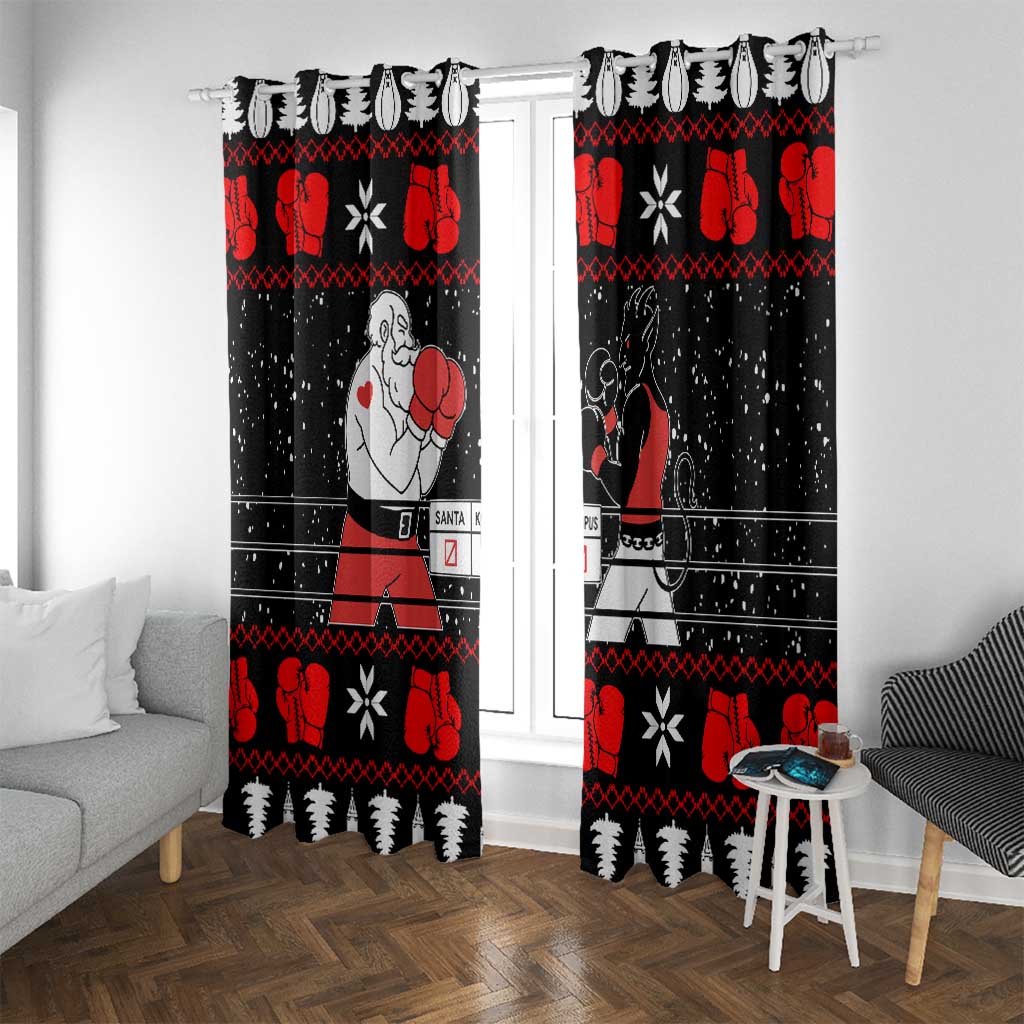 Christmas Boxing Santa And Krampus Window Curtain Xmas Holiday Patterns - Wonder Print Shop