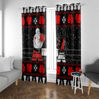 Christmas Boxing Santa And Krampus Window Curtain Xmas Holiday Patterns - Wonder Print Shop