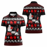 Christmas Boxing Santa And Krampus Women Polo Shirt Xmas Holiday Patterns - Wonder Print Shop