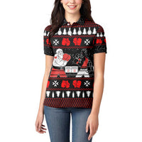 Christmas Boxing Santa And Krampus Women Polo Shirt Xmas Holiday Patterns - Wonder Print Shop