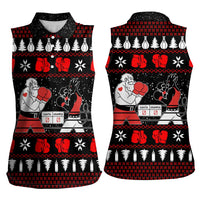 Christmas Boxing Santa And Krampus Women Sleeveless Polo Shirt Xmas Holiday Patterns - Wonder Print Shop