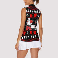 Christmas Boxing Santa And Krampus Women Sleeveless Polo Shirt Xmas Holiday Patterns - Wonder Print Shop