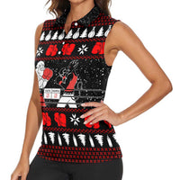 Christmas Boxing Santa And Krampus Women Sleeveless Polo Shirt Xmas Holiday Patterns - Wonder Print Shop