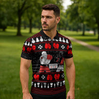 Christmas Boxing Santa And Krampus Zipper Polo Shirt Xmas Holiday Patterns - Wonder Print Shop