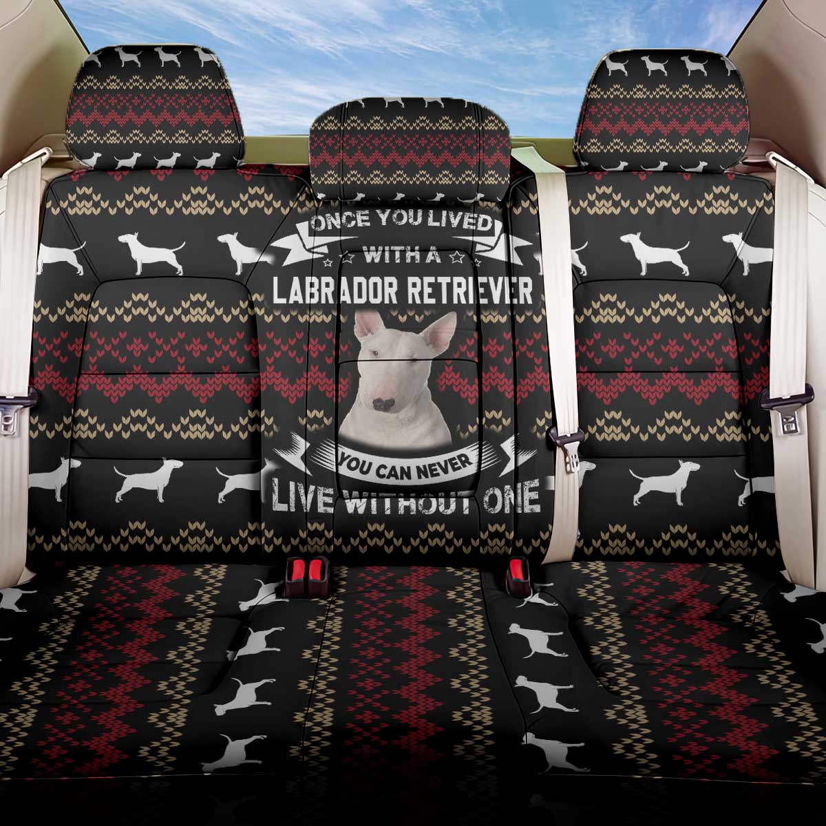 Christmas Bull Dog Terrier Back Car Seat Cover Xmas Holiday Patterns - Wonder Print Shop