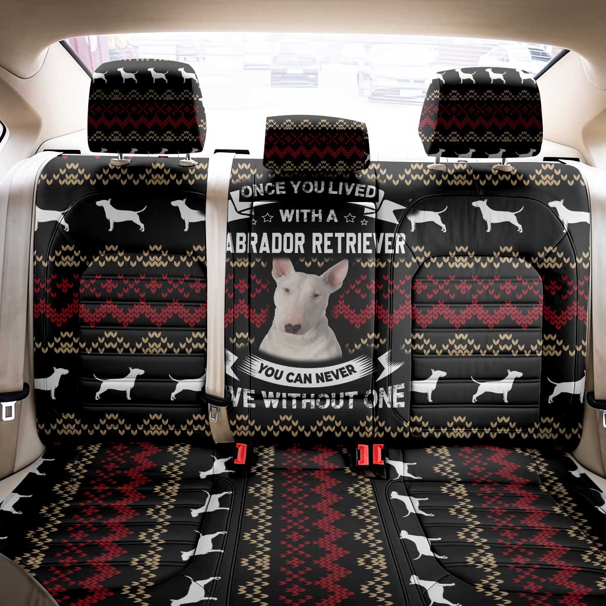 Christmas Bull Dog Terrier Back Car Seat Cover Xmas Holiday Patterns - Wonder Print Shop