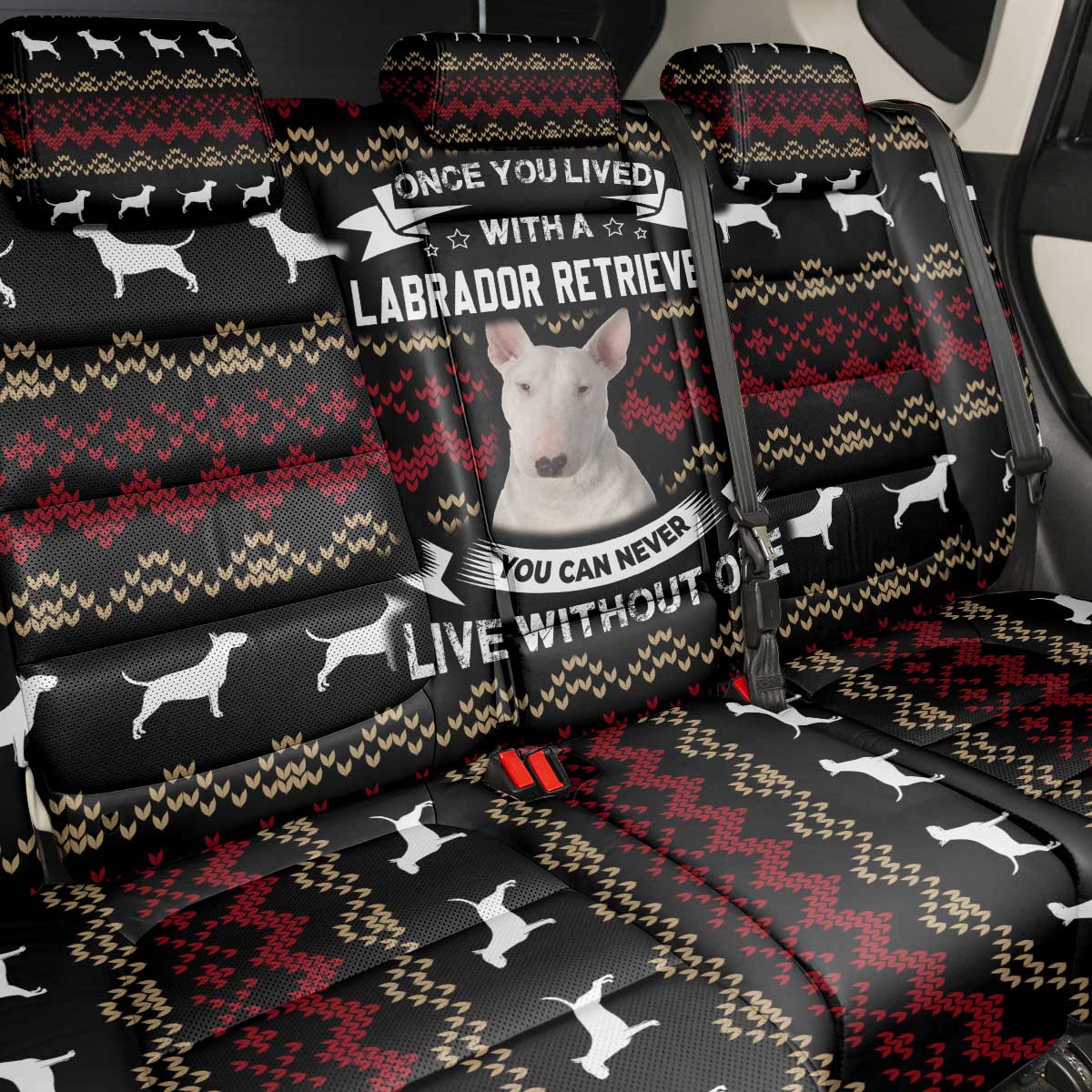 Christmas Bull Dog Terrier Back Car Seat Cover Xmas Holiday Patterns - Wonder Print Shop