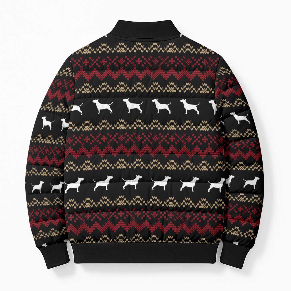 Christmas Bull Dog Terrier Bomber Puffer Jacket Xmas Holiday Patterns - Wonder Print Shop