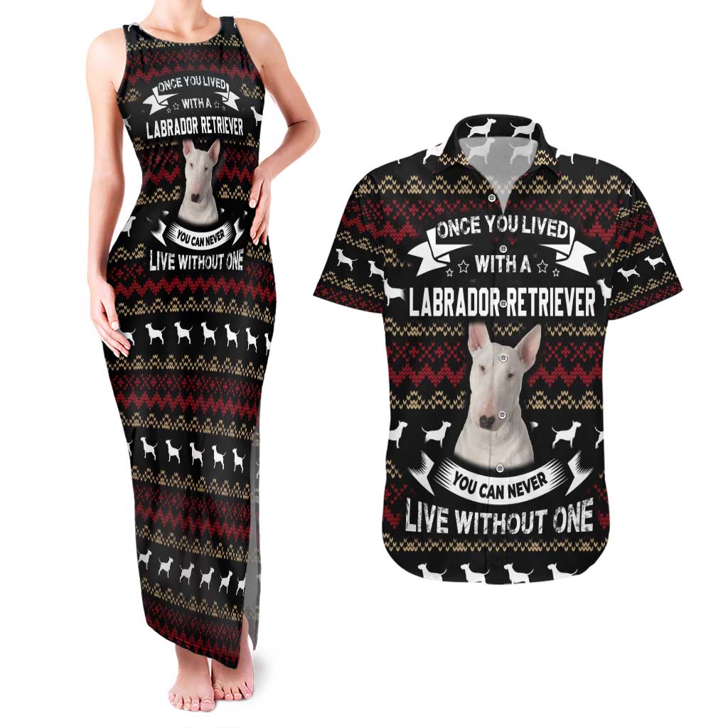 Christmas Bull Dog Terrier Couples Matching Tank Maxi Dress and Hawaiian Shirt Xmas Holiday Patterns - Wonder Print Shop