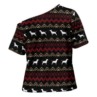 Christmas Bull Dog Terrier Cross Shoulder Shirt Xmas Holiday Patterns - Wonder Print Shop