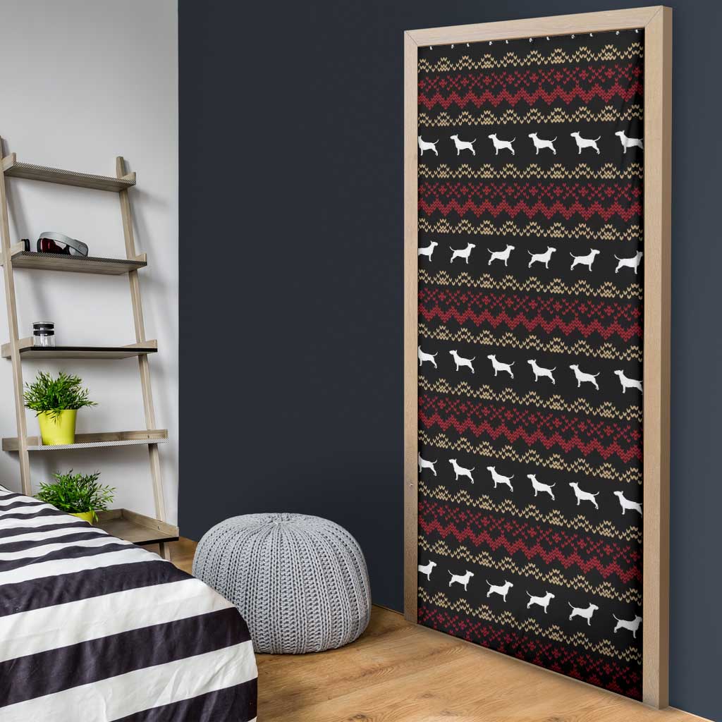 Christmas Bull Dog Terrier Door Cover Xmas Holiday Patterns - Wonder Print Shop