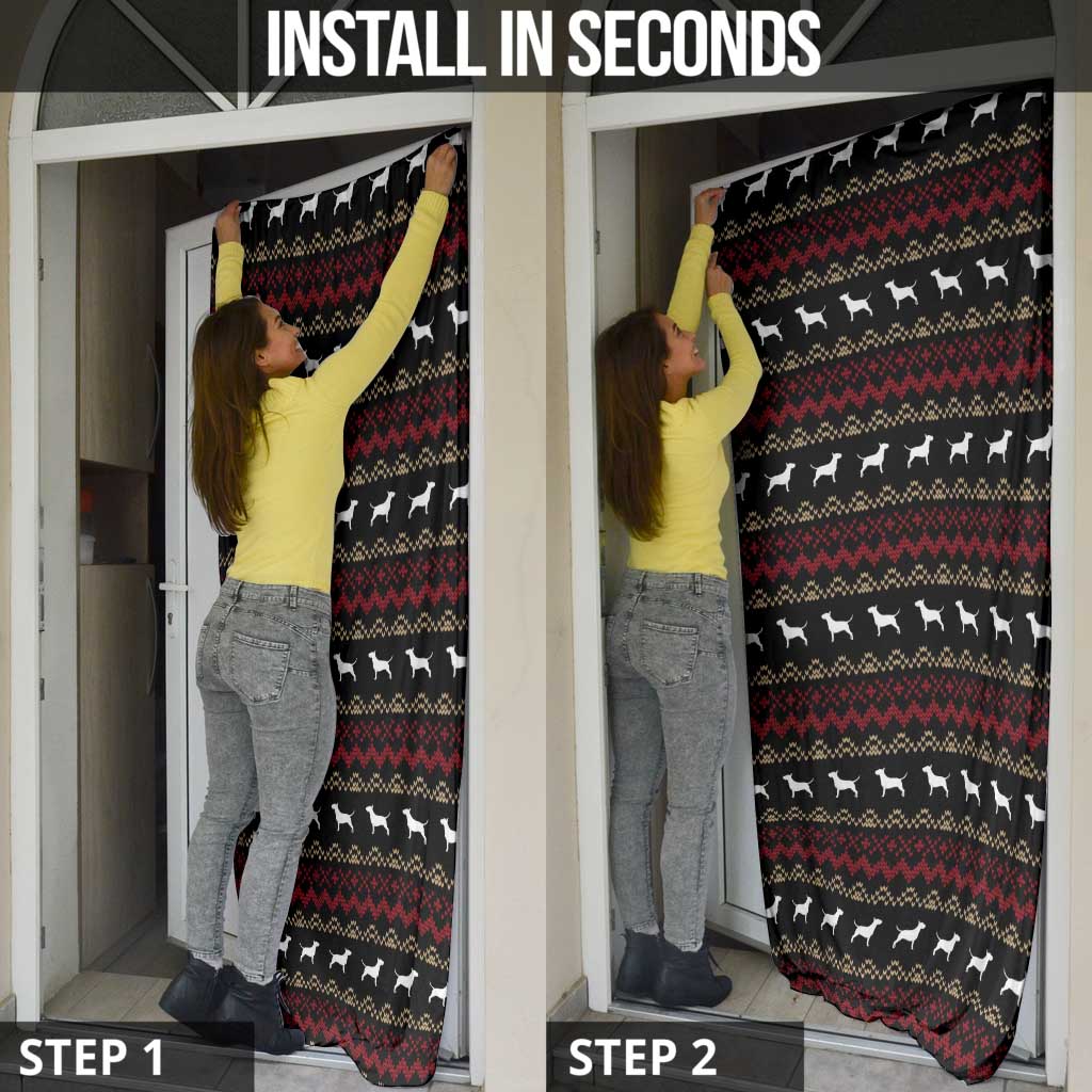 Christmas Bull Dog Terrier Door Cover Xmas Holiday Patterns - Wonder Print Shop