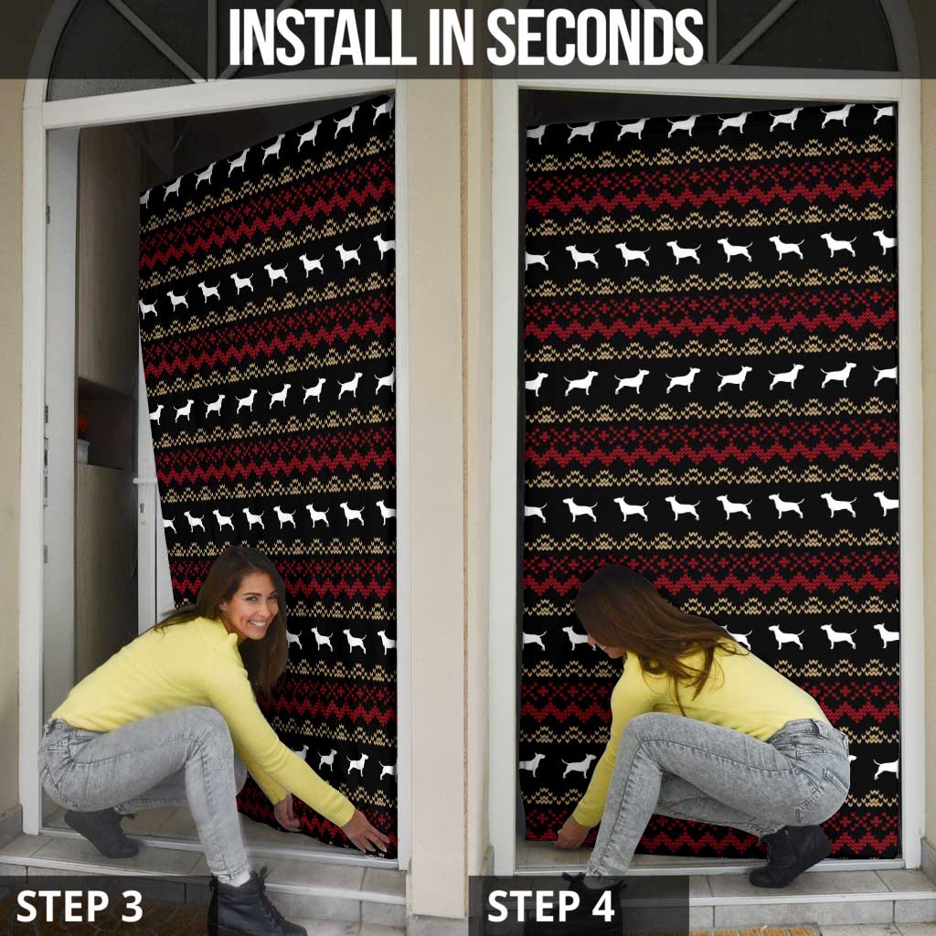 Christmas Bull Dog Terrier Door Cover Xmas Holiday Patterns - Wonder Print Shop