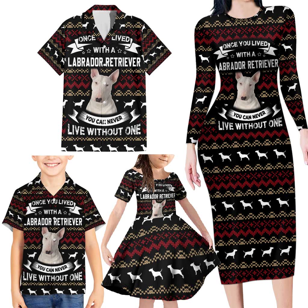 Christmas Bull Dog Terrier Family Matching Long Sleeve Bodycon Dress and Hawaiian Shirt Xmas Holiday Patterns - Wonder Print Shop