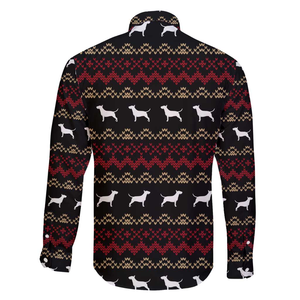 Christmas Bull Dog Terrier Family Matching Long Sleeve Bodycon Dress and Hawaiian Shirt Xmas Holiday Patterns - Wonder Print Shop