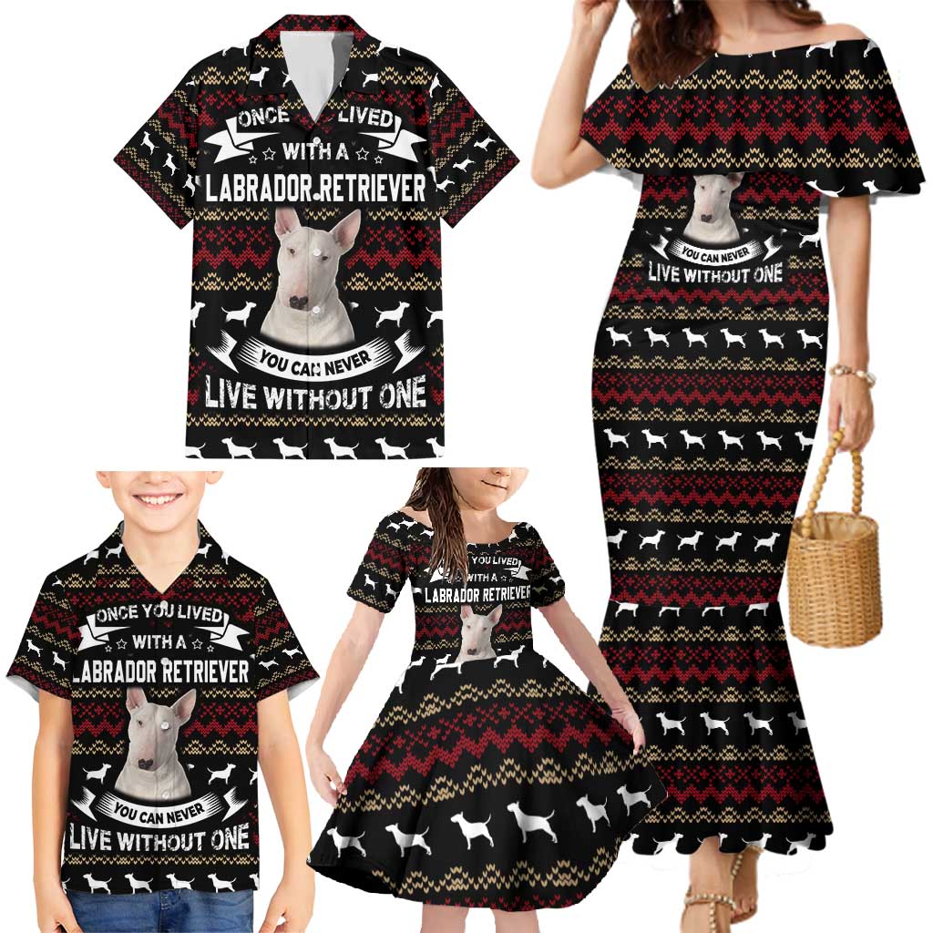 Christmas Bull Dog Terrier Family Matching Mermaid Dress and Hawaiian Shirt Xmas Holiday Patterns - Wonder Print Shop