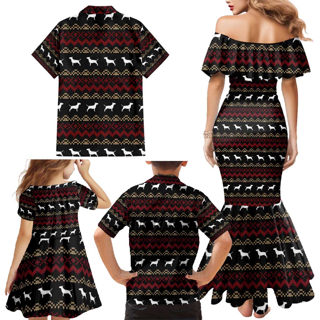 Christmas Bull Dog Terrier Family Matching Mermaid Dress and Hawaiian Shirt Xmas Holiday Patterns - Wonder Print Shop