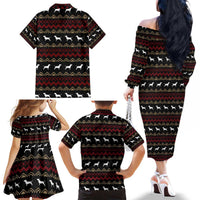 Christmas Bull Dog Terrier Family Matching Off The Shoulder Long Sleeve Dress and Hawaiian Shirt Xmas Holiday Patterns - Wonder Print Shop