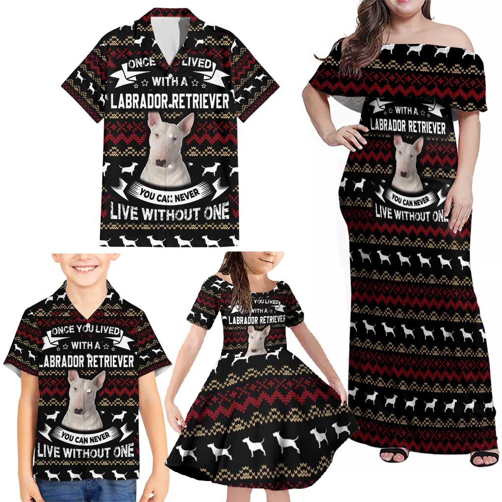 Christmas Bull Dog Terrier Family Matching Off Shoulder Maxi Dress and Hawaiian Shirt Xmas Holiday Patterns - Wonder Print Shop