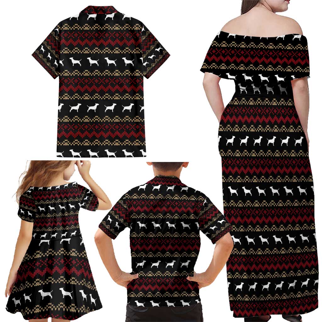 Christmas Bull Dog Terrier Family Matching Off Shoulder Maxi Dress and Hawaiian Shirt Xmas Holiday Patterns - Wonder Print Shop