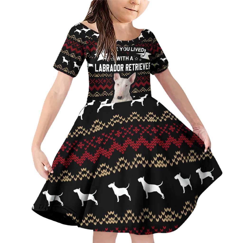 Christmas Bull Dog Terrier Family Matching Off Shoulder Short Dress and Hawaiian Shirt Xmas Holiday Patterns - Wonder Print Shop