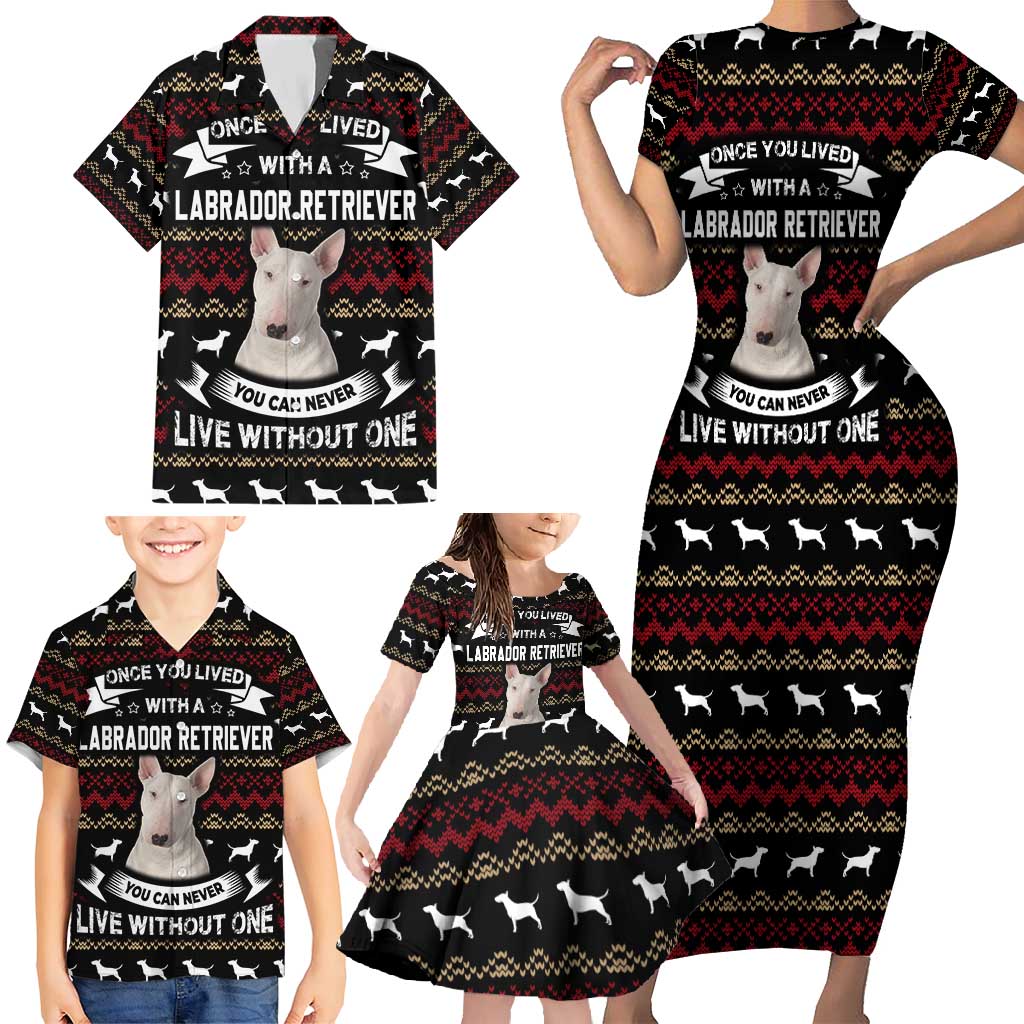 Christmas Bull Dog Terrier Family Matching Short Sleeve Bodycon Dress and Hawaiian Shirt Xmas Holiday Patterns - Wonder Print Shop