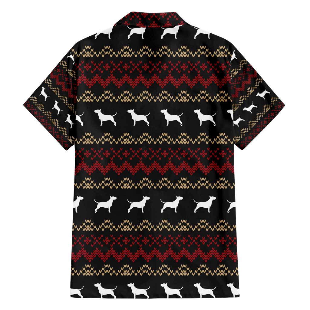Christmas Bull Dog Terrier Family Matching Short Sleeve Bodycon Dress and Hawaiian Shirt Xmas Holiday Patterns - Wonder Print Shop