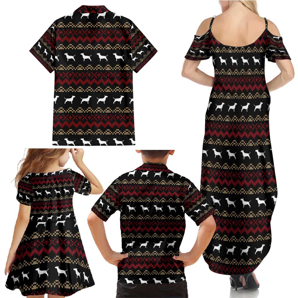 Christmas Bull Dog Terrier Family Matching Summer Maxi Dress and Hawaiian Shirt Xmas Holiday Patterns - Wonder Print Shop
