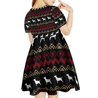Christmas Bull Dog Terrier Kid Short Sleeve Dress Xmas Holiday Patterns - Wonder Print Shop