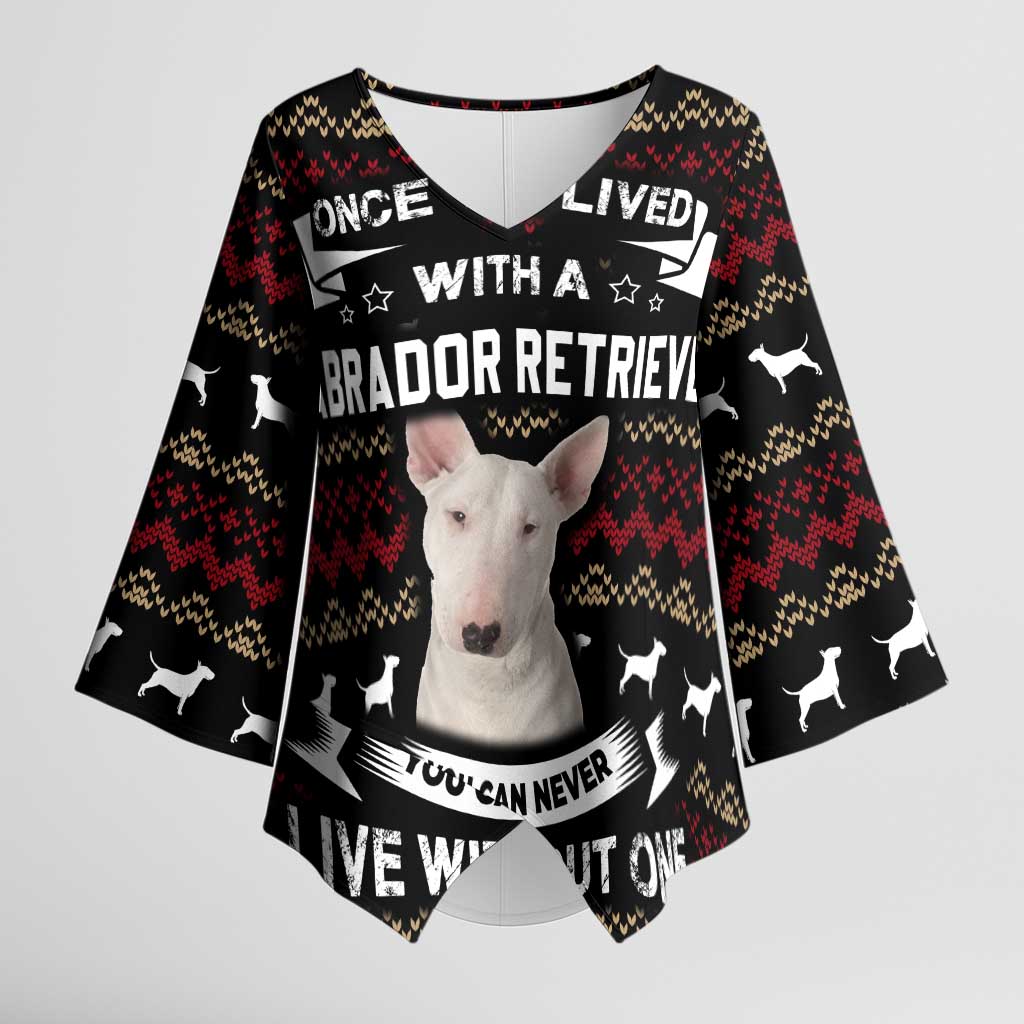 Christmas Bull Dog Terrier Kimono Sleeve Blouse Xmas Holiday Patterns - Wonder Print Shop