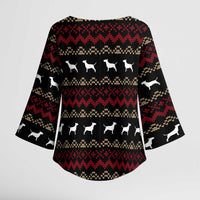 Christmas Bull Dog Terrier Kimono Sleeve Blouse Xmas Holiday Patterns - Wonder Print Shop