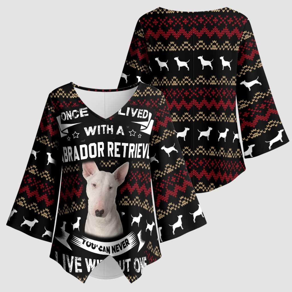 Christmas Bull Dog Terrier Kimono Sleeve Blouse Xmas Holiday Patterns - Wonder Print Shop